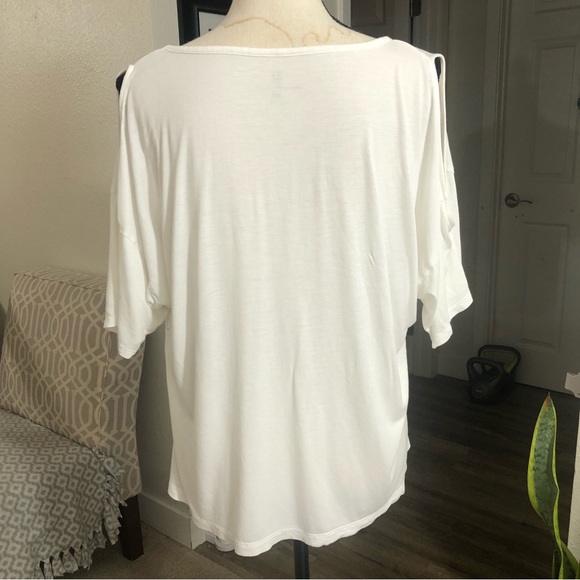 NEW YORK & CO Cold Shoulder SoHo Colorful Graphics Tee Sz XL - Picture 4 of 12